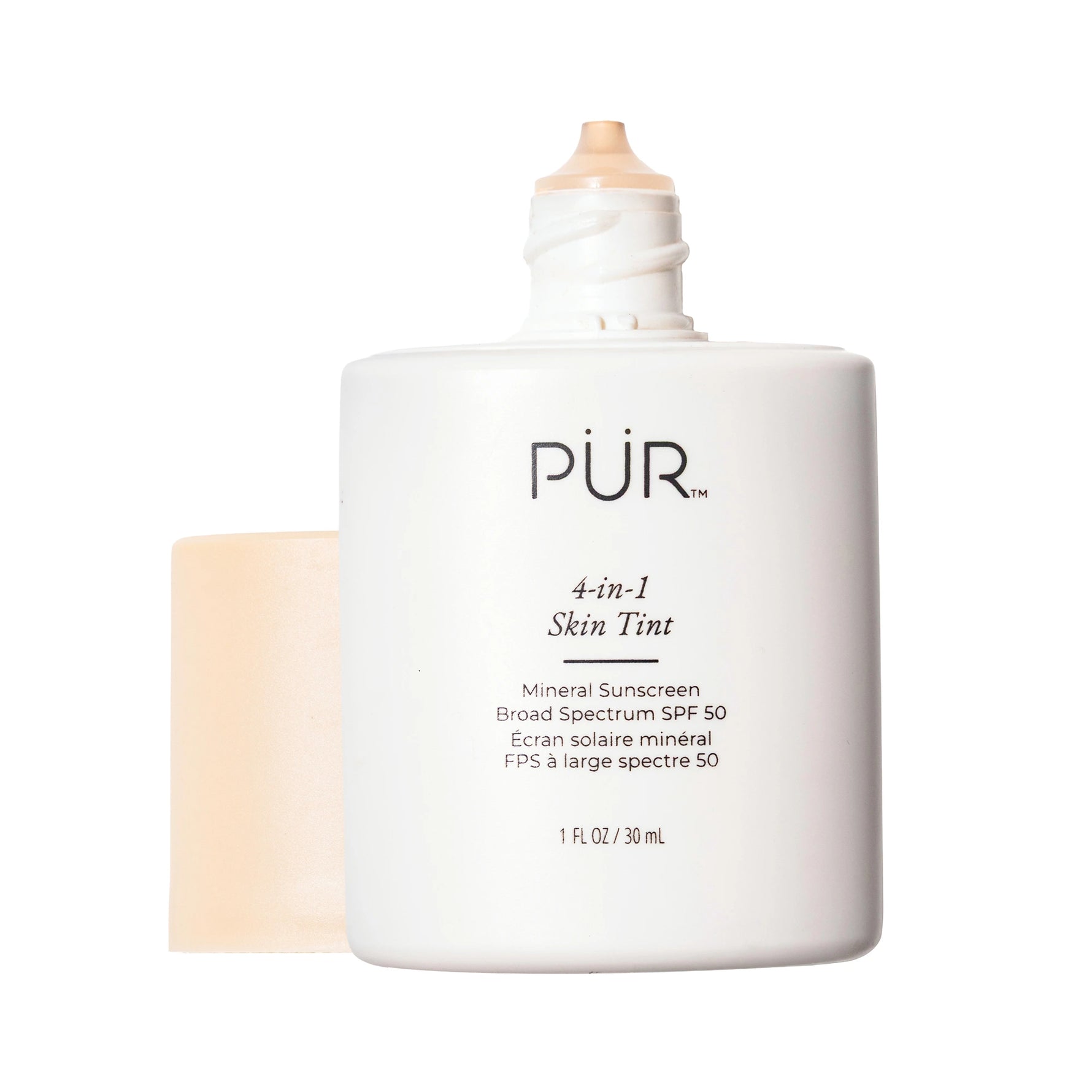 4-in-1 Skin Tint LN2 bottle with cap off on a white background #ln2