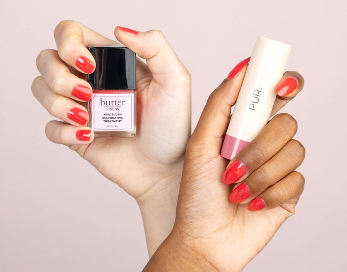 Blush Crush: Hands holding Nail Blush and Silky Tint