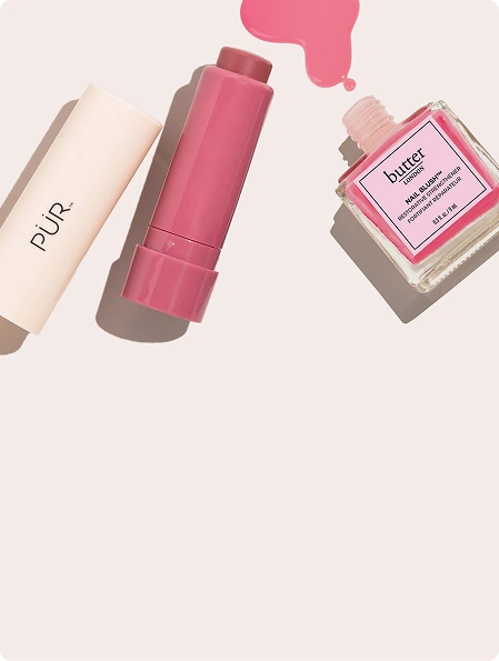 Blush Crush: Nail Blush and Silky Tint laying down against pale pink background
