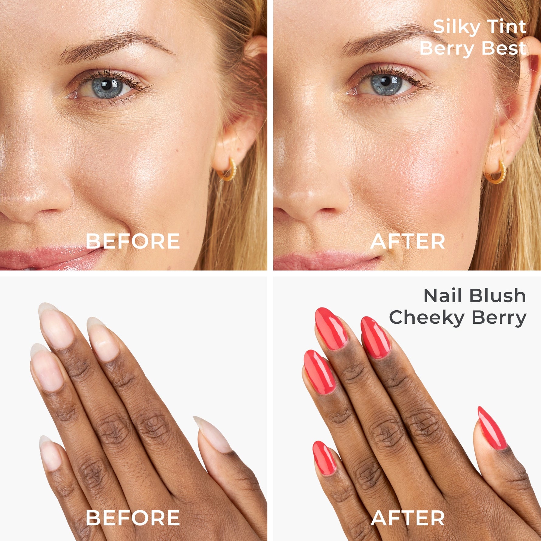 Blush Crush before and after comparison - PÜR x butter LONDON 