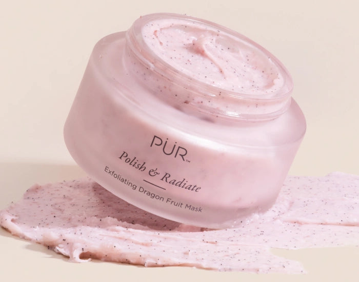 Polish & Radiate Exfoliating Dragon Fruit Mask - Silo sitting in product against cream background