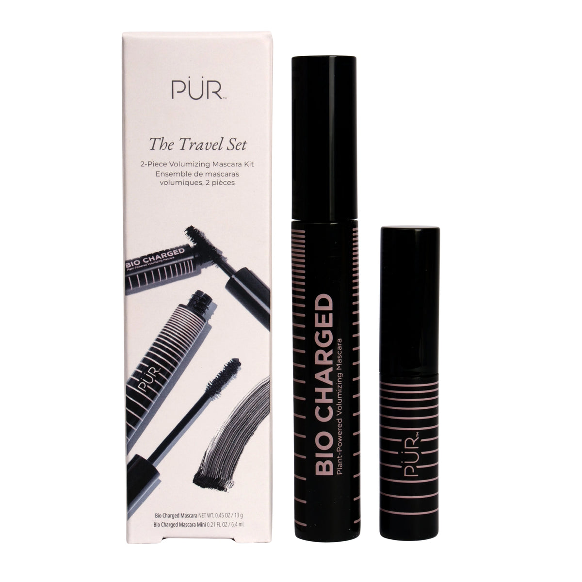 Kit de máscara de pestañas voluminizadora de 2 piezas para viaje