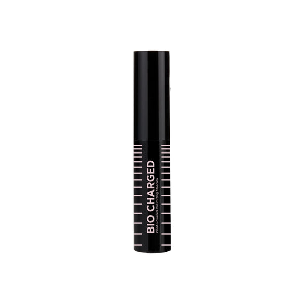 Mini Bio Charged Plant-Powered Volumizing Mascara tube in black with pink measurement markings