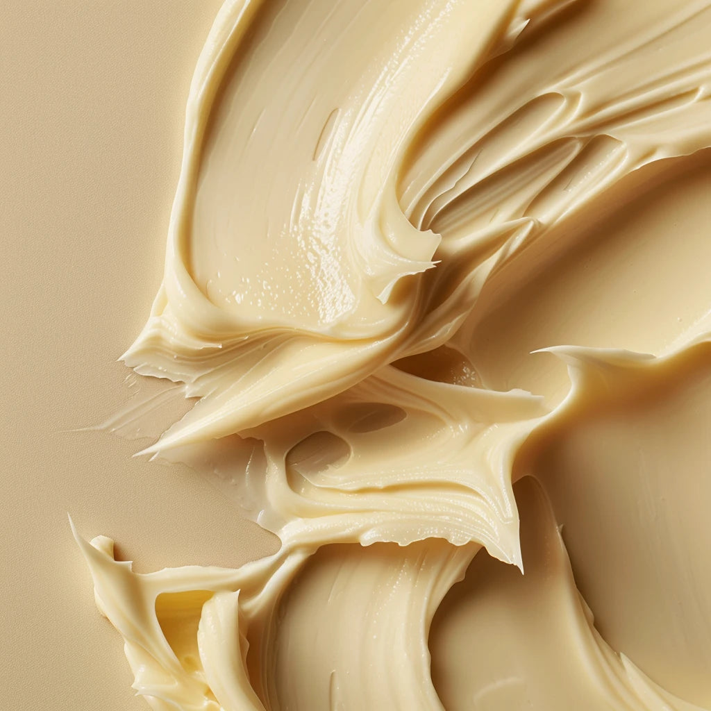 Macro shot of chamomile and shea butter