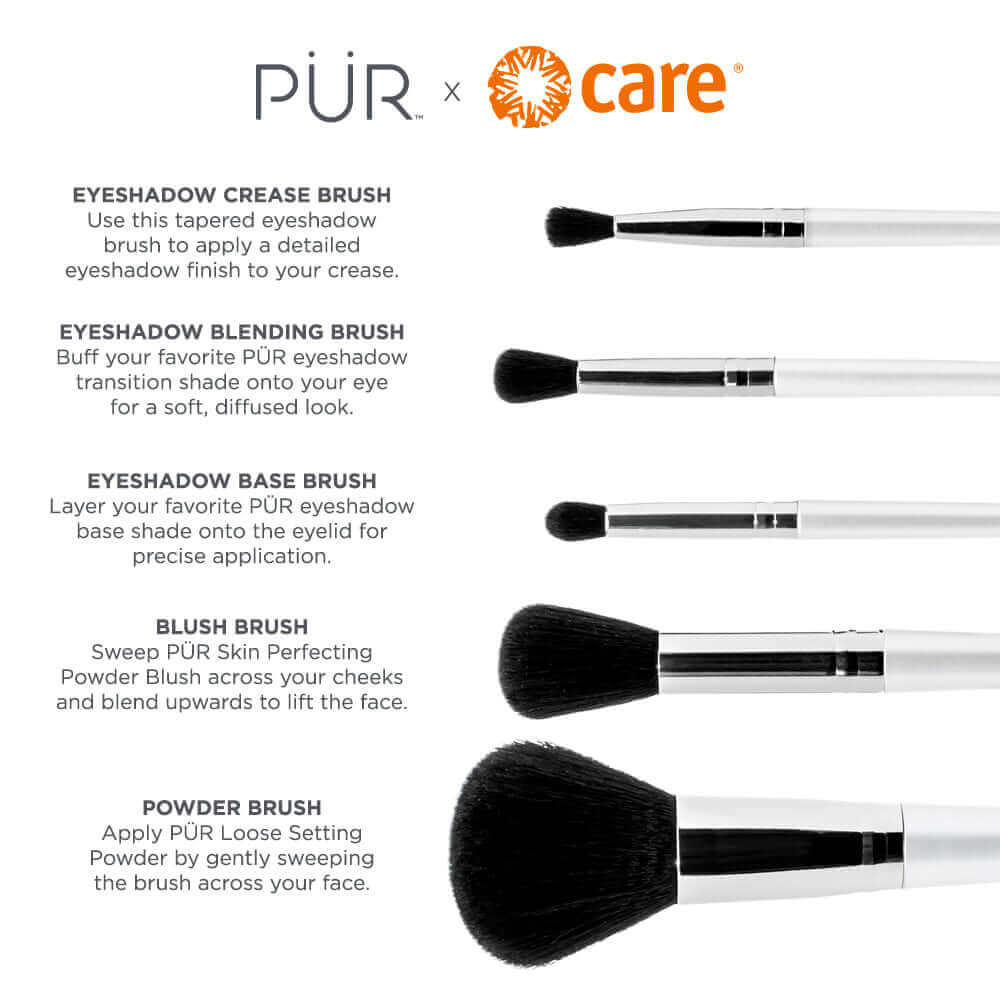 PÜR x CARE 5-Piece Brush Set with Holder - PÜR